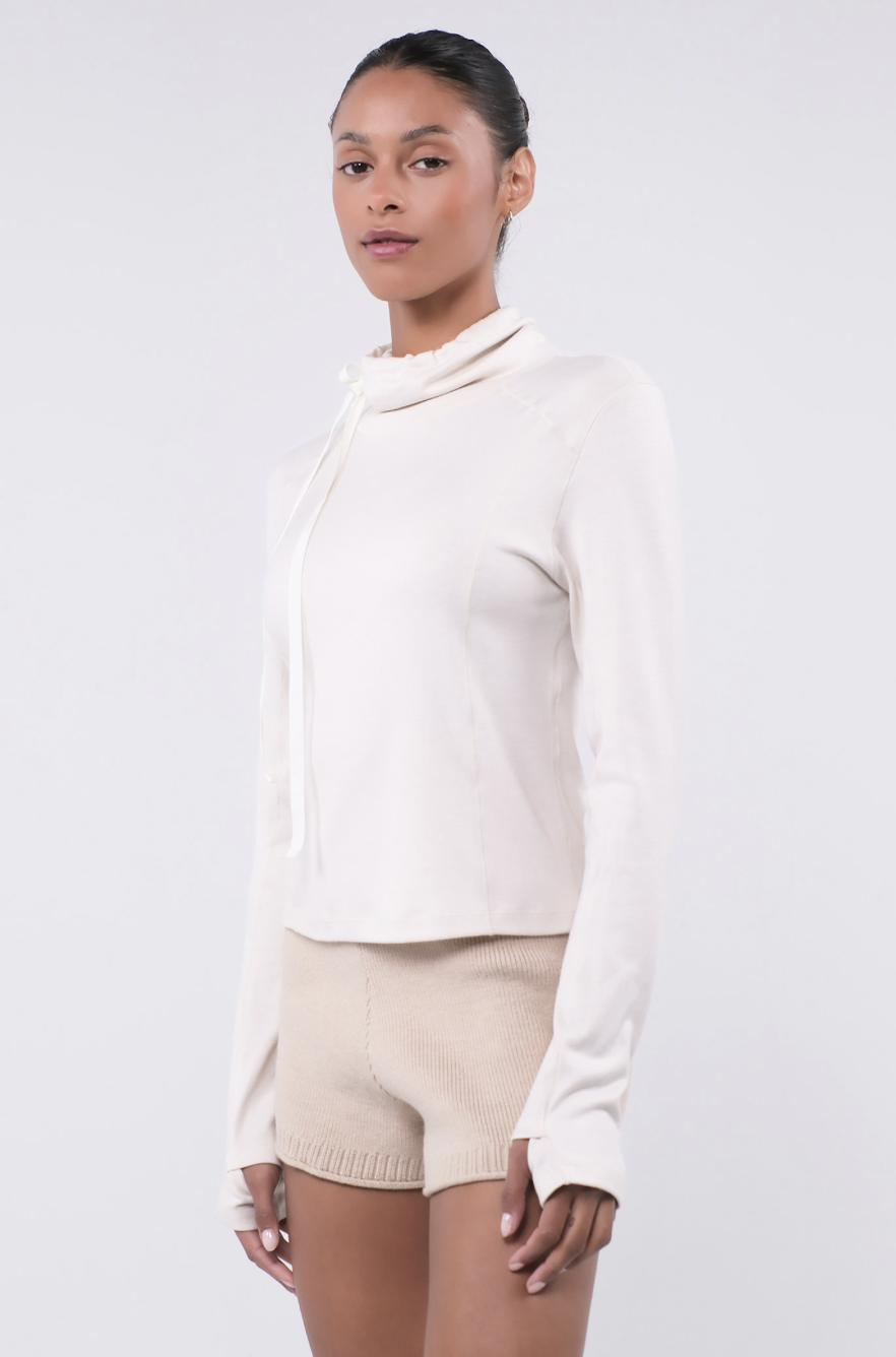 TL132 L/SLEEVE MOCKNECK T-SHIRT IVORY サイズ: S/M