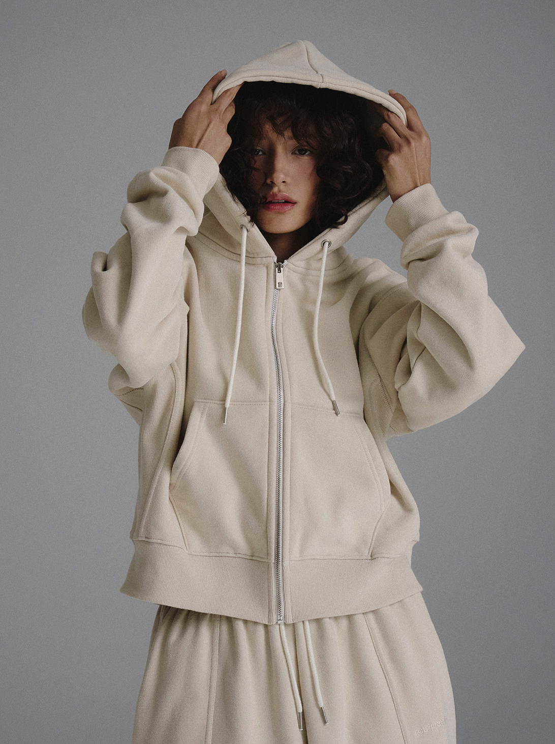 Sage zip-up hoodie_Beige