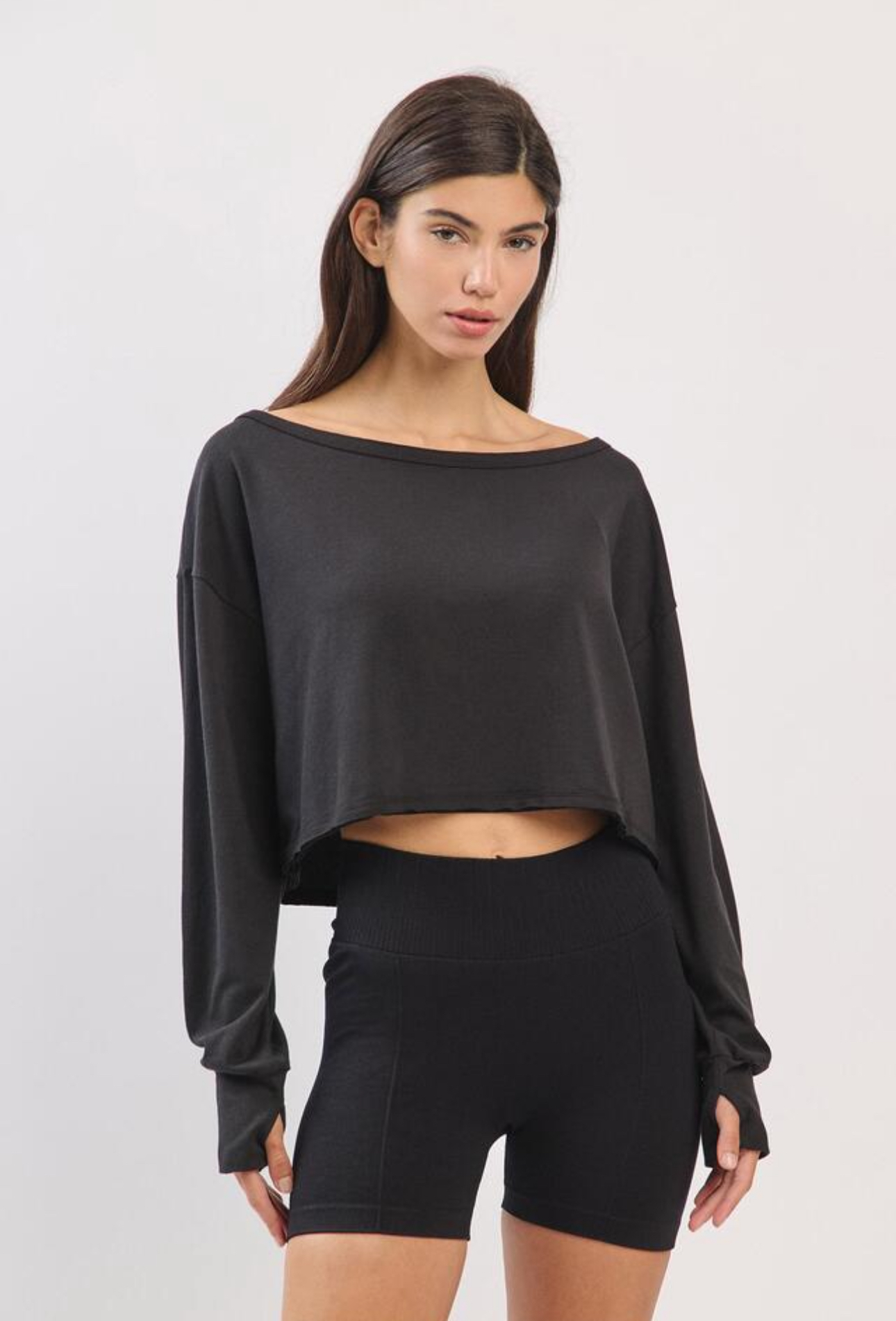 TL128 CROP MESH L/S TOP BLACK サイズ: ONESIZE