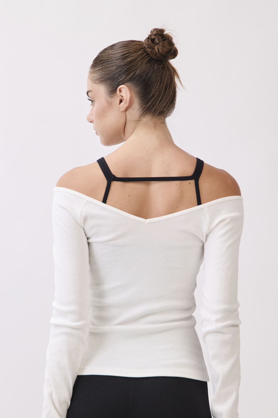 TL134 RIBBED L/SLEEVE T-SHIRT WHITE サイズ: S/M