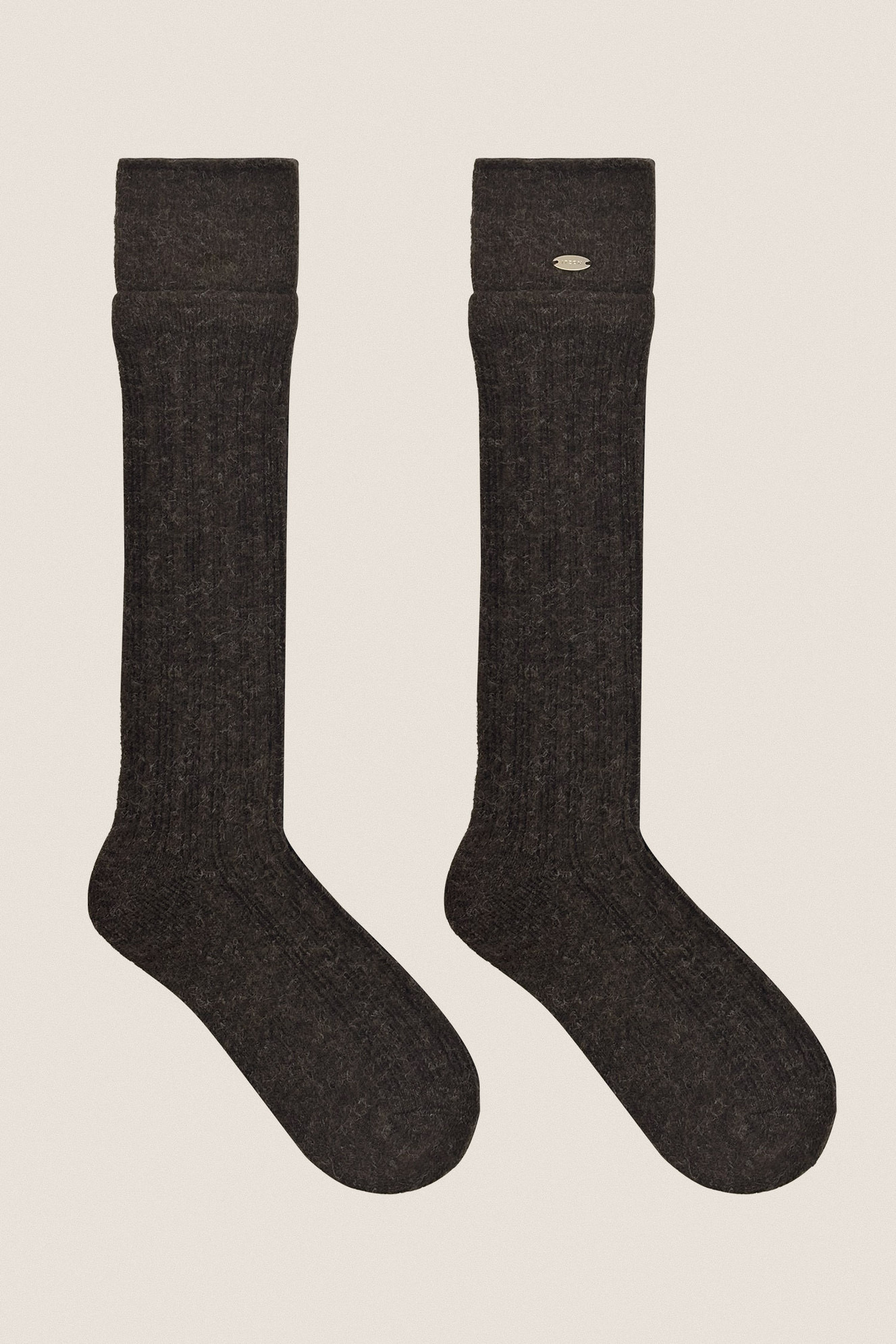 AS501 DOUBLE LAYER SOCKS BROWN  SOLID サイズ: F