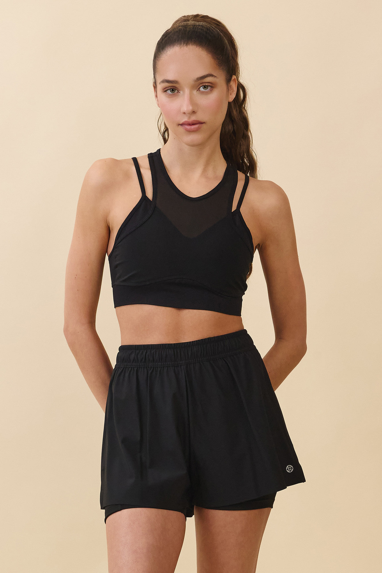 TB043 STIRA HIGH-TENSION BRATOP BLACK SOLID サイズ: S/M