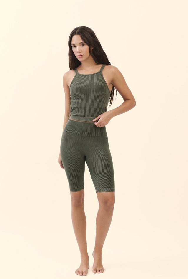 PS428 COMFORT 3/4 LEGGINGS KHAKI FADE サイズ: S/M