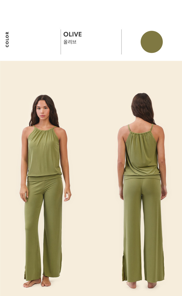 TT032 RELAX HALTER TANKTOP OLIVE SOLID サイズ: SS