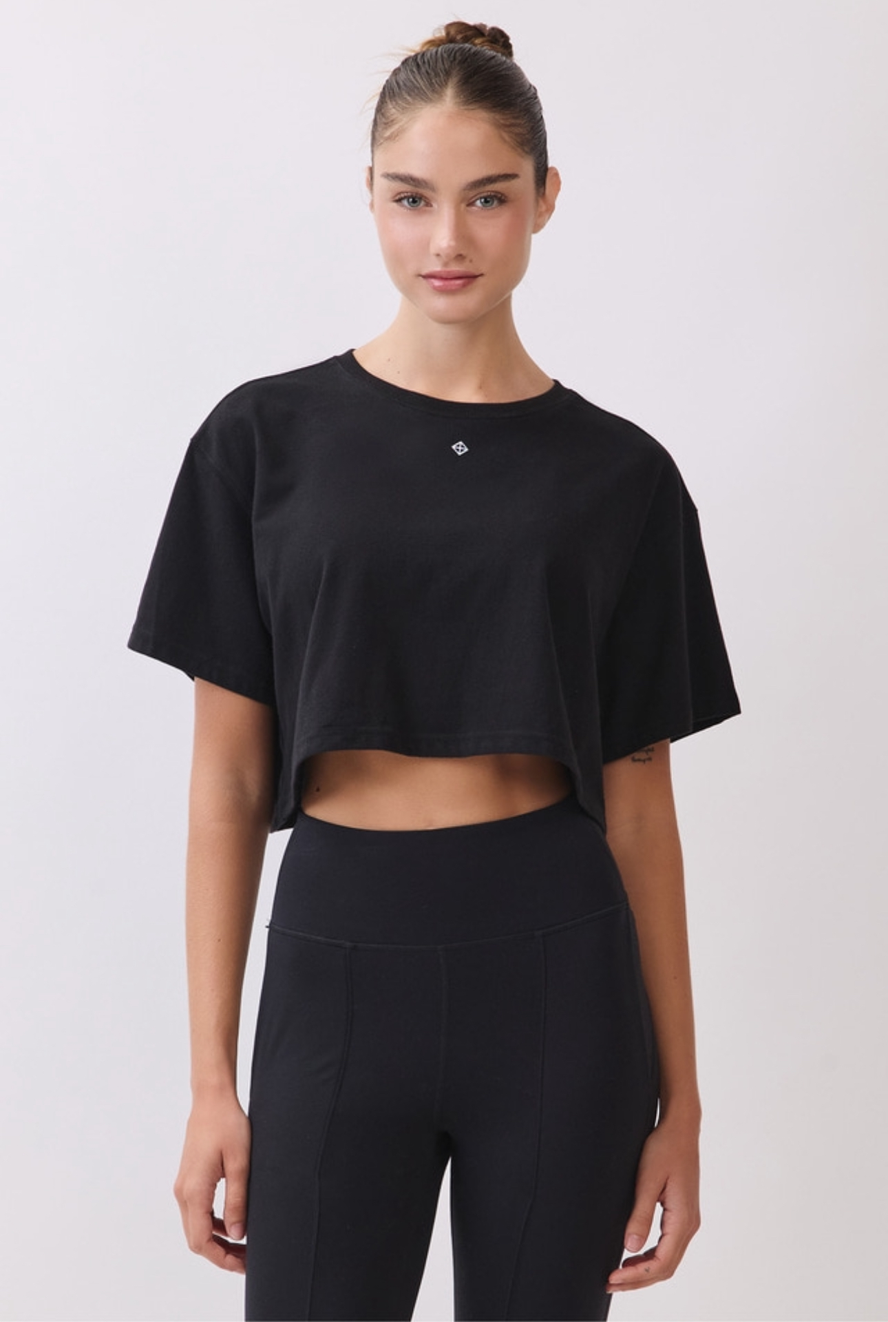 TS113 BRUSHED CROP T-SHIRT BLACK サイズ: F