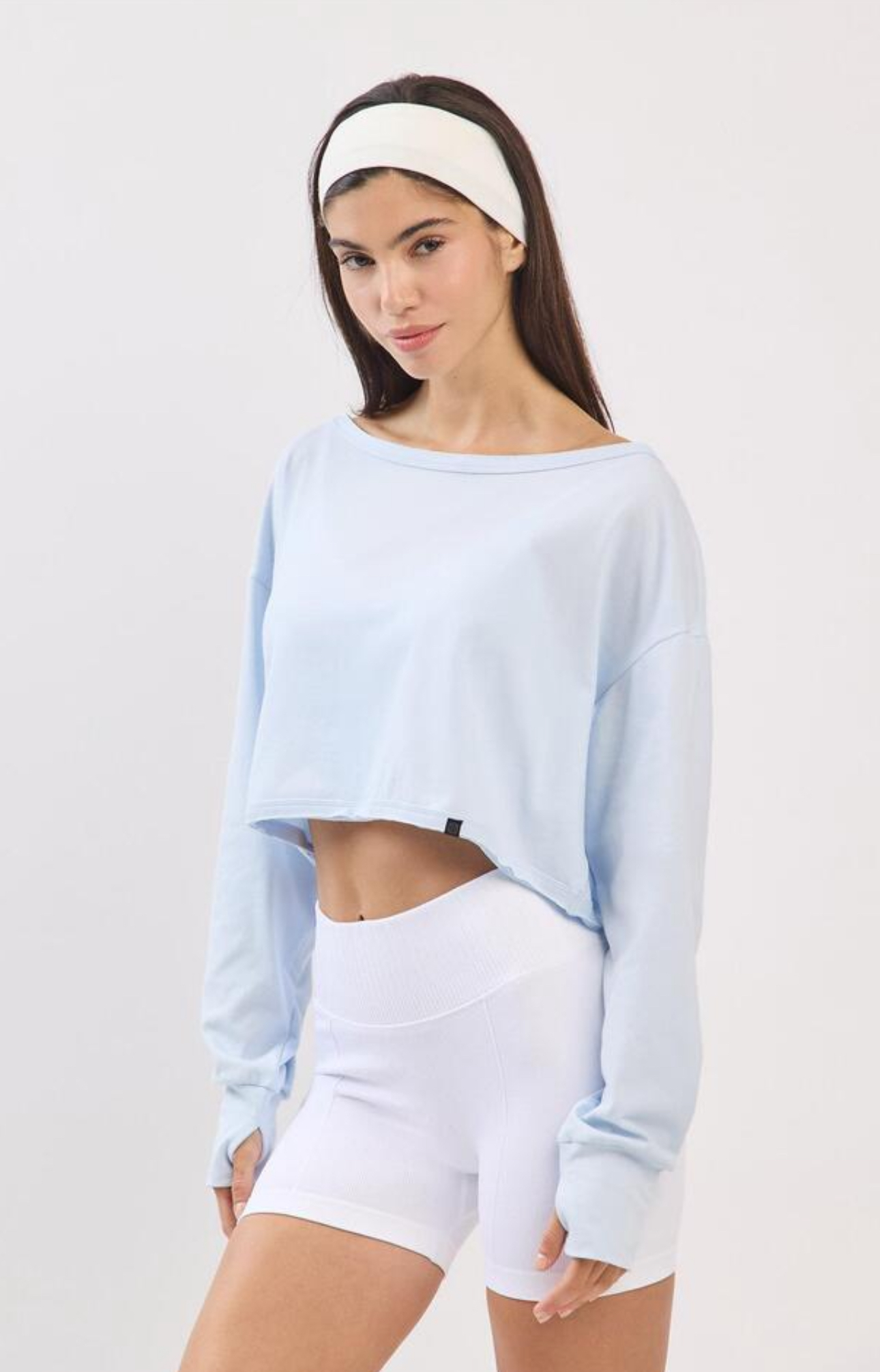 TL128 CROP MESH L/S TOP SKYBLUE サイズ: ONESIZE