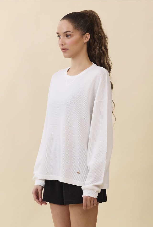 TL138 SOFT WAFFLE LONG TEE WHITE SOLID サイズ: ONESIZE