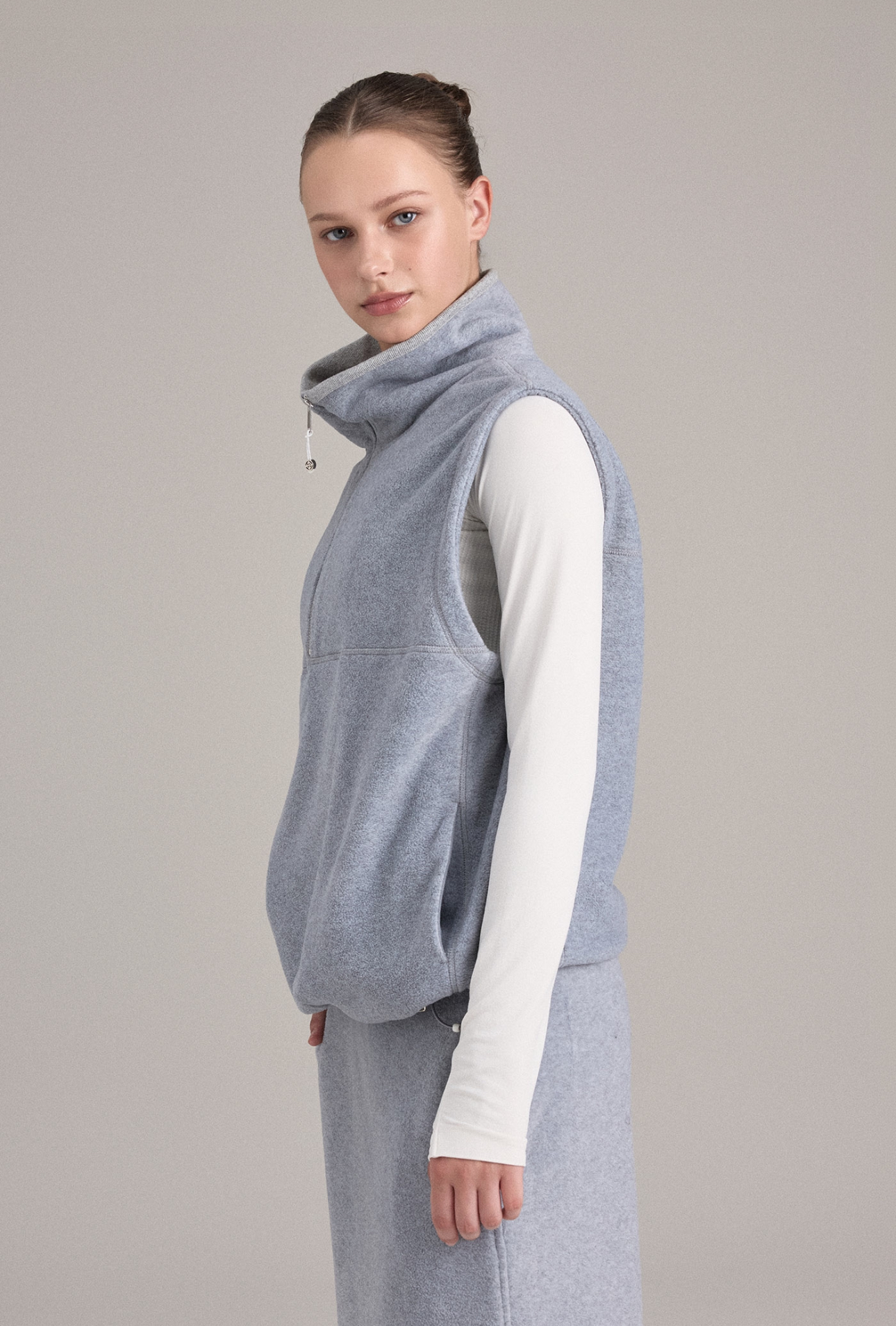 OV354 FLEECE VEST L.MELANGE GRAY SOLID サイズ: F