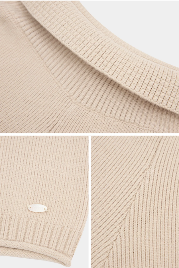 KP255 ROLL-UP WAIST KNIT SHORTS BEIGE SOLID サイズ: SS