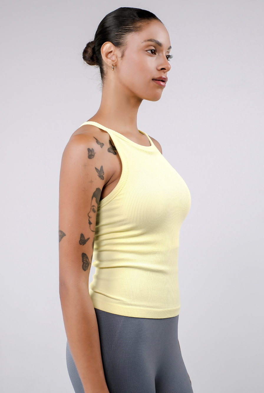 TT002 SIGNITURE HALTER TANK YELLOW サイズ: S/M