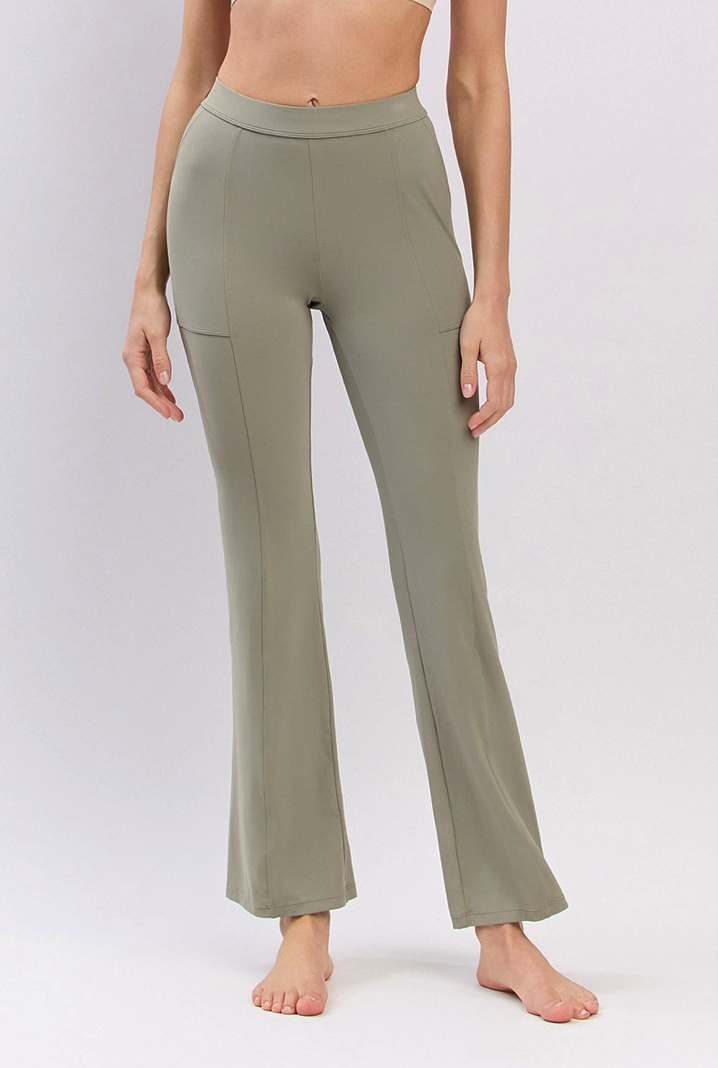 PL408 SLIT BOOT-CUT PANTS GRAY