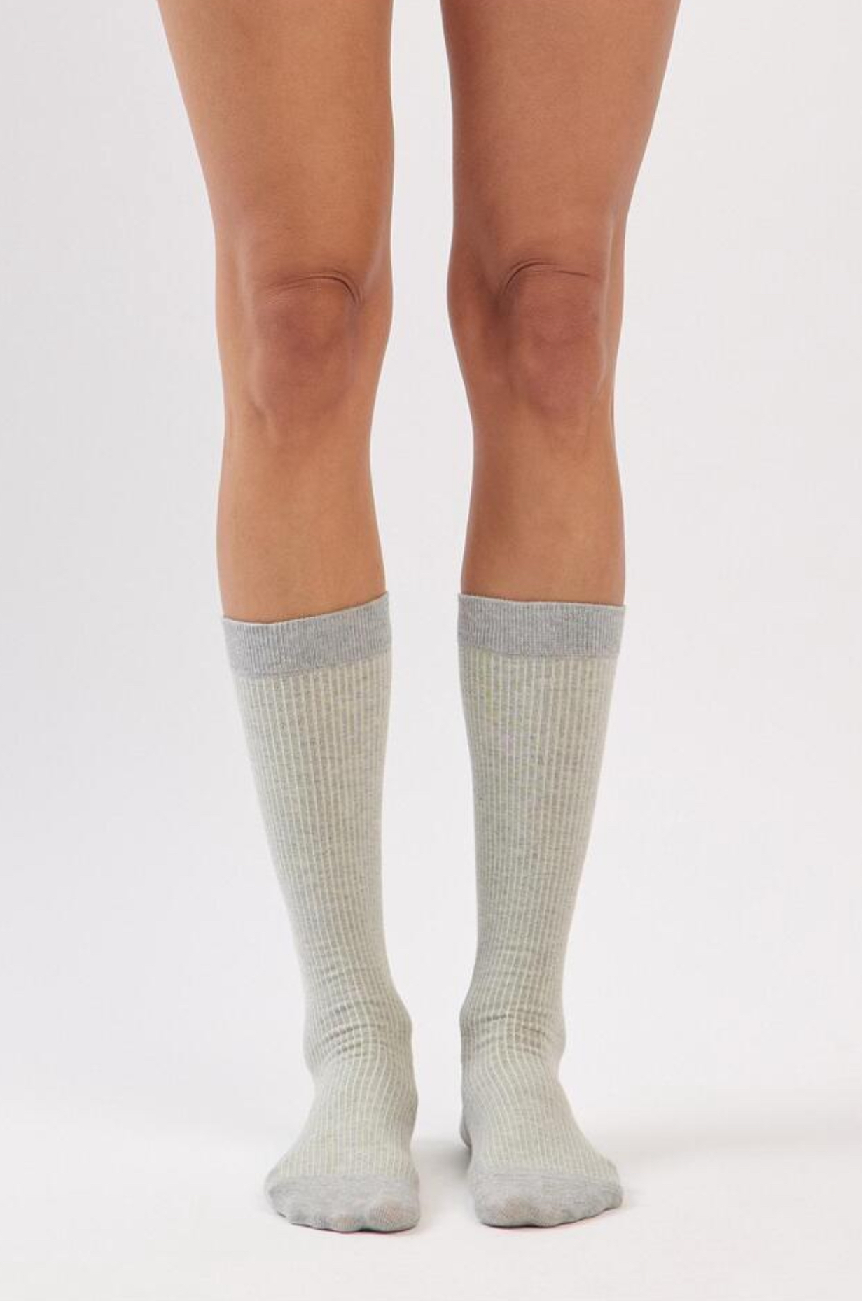 AS552 2-TONE RIBBED KNEE SOCKS GRAY