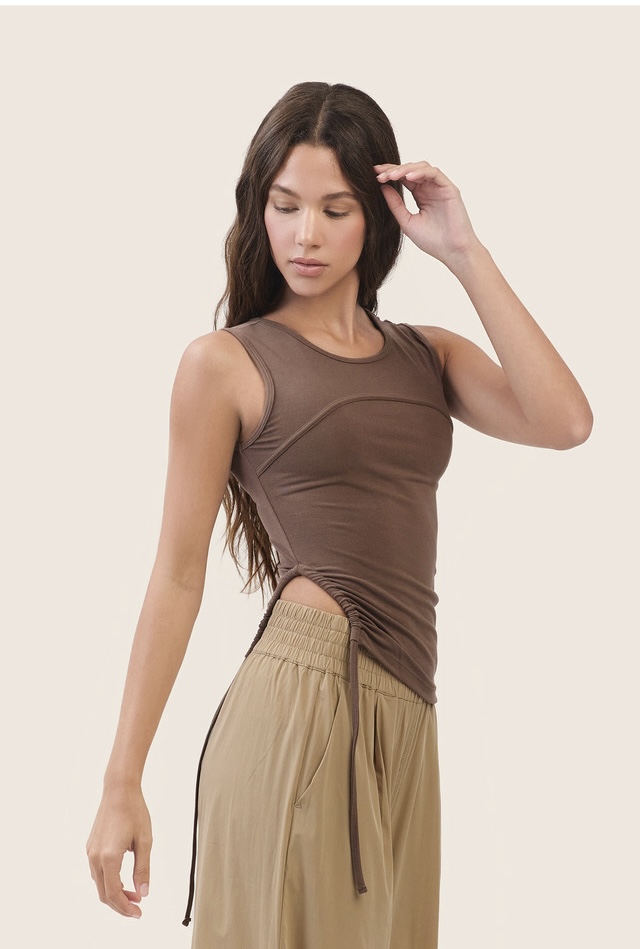 TS135 CONTOUR STRING SLEEVELESS MILK CHOCOLATE SOLID サイズ: S