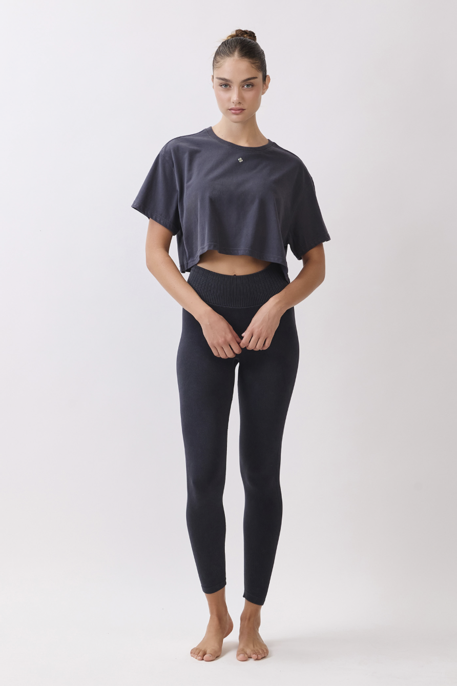 TS113 BRUSHED CROP T-SHIRT CHARCOAL サイズ: F