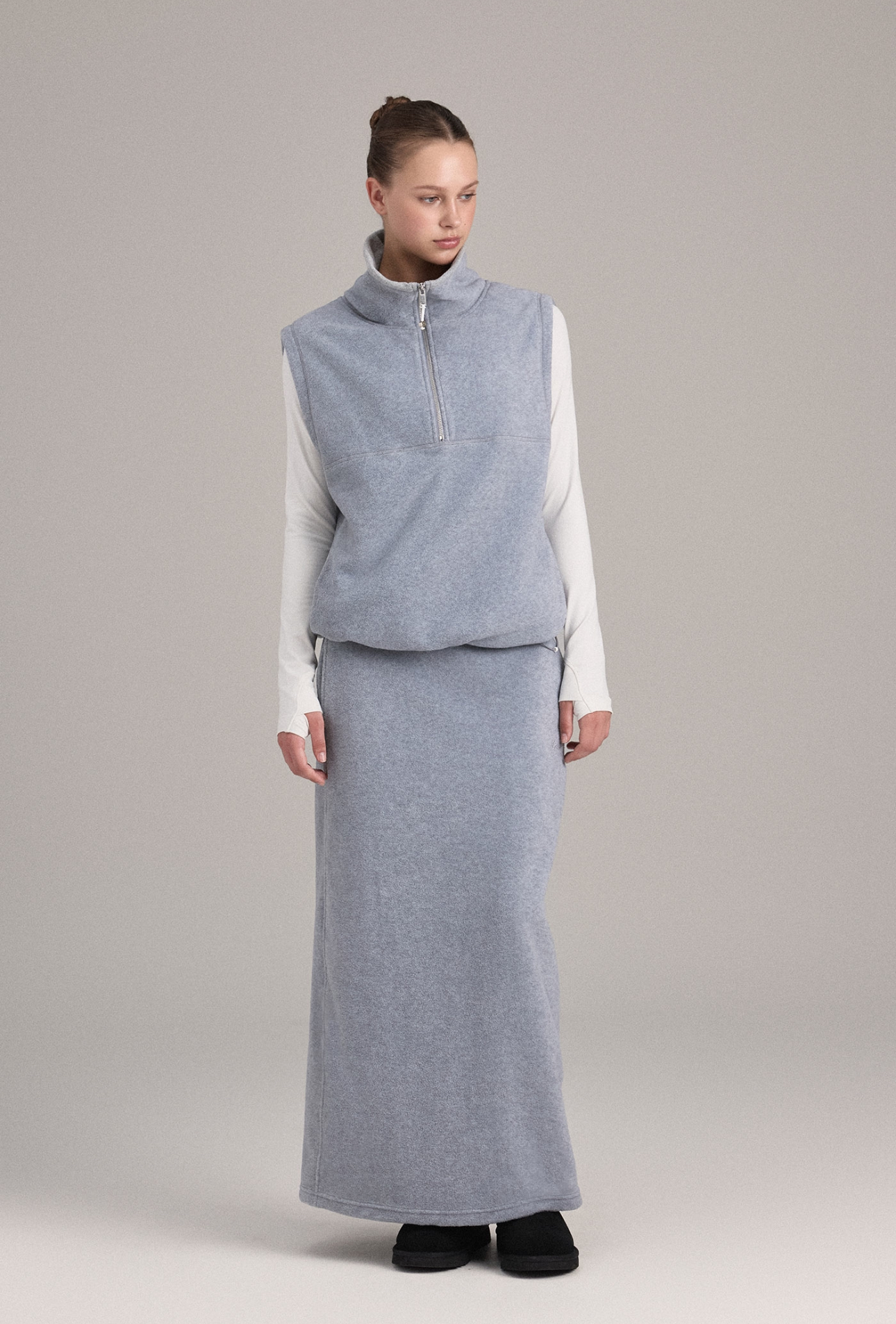 OV354 FLEECE VEST L.MELANGE GRAY SOLID サイズ: F
