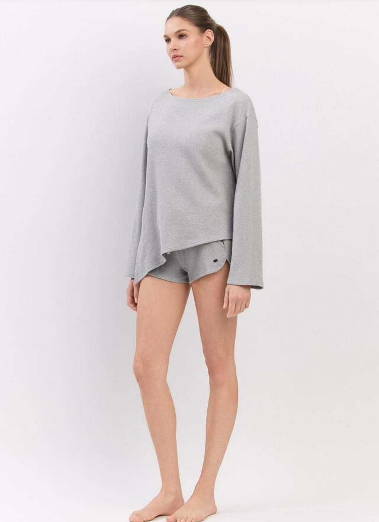 TL126 WAFFLE L/S TOP M.GRAY サイズ: ONESIZE