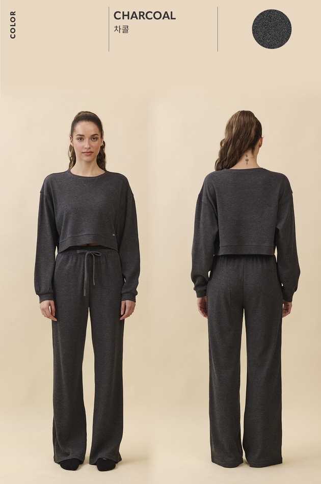 TL139 SOFT CROP WAFFLE LONG TEE CHARCOAL SOLID サイズ: ONESIZE