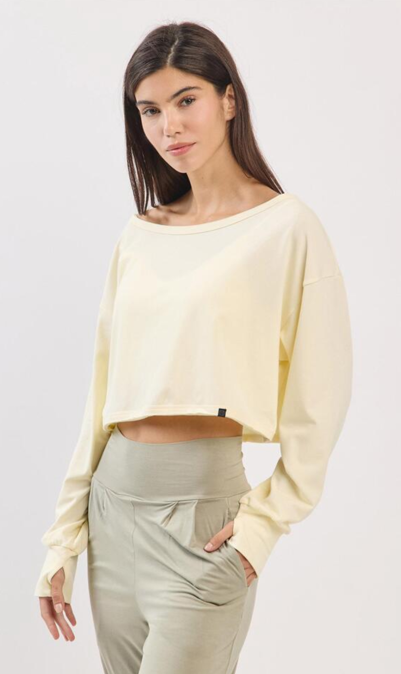 TL128 CROP MESH L/S TOP YELLOW サイズ: ONESIZE
