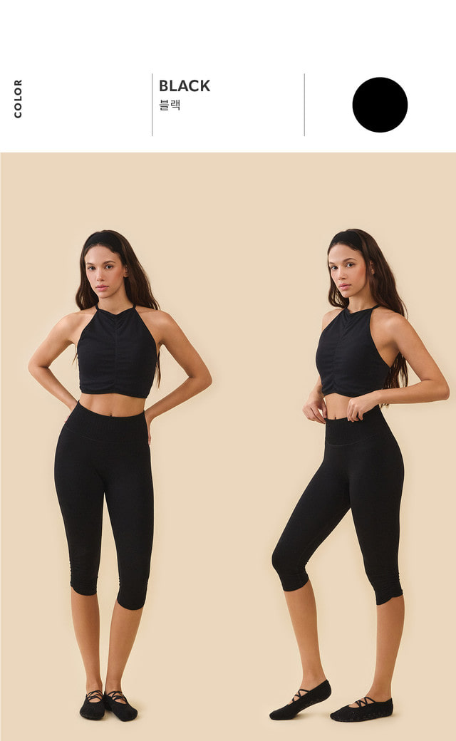 TB045 HALTER DRAPE TANKTOP BLACK SOLID サイズ: S/M