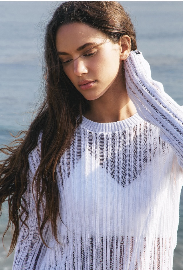 SP205 SHEER COVER-UP KNIT WHITE SOLID サイズ: F