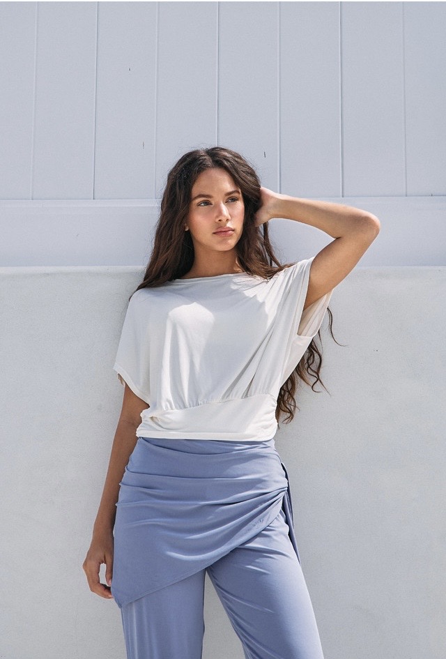 TS124 SHAPE BANDING CROP TEE IVORY SOLID サイズ: SS