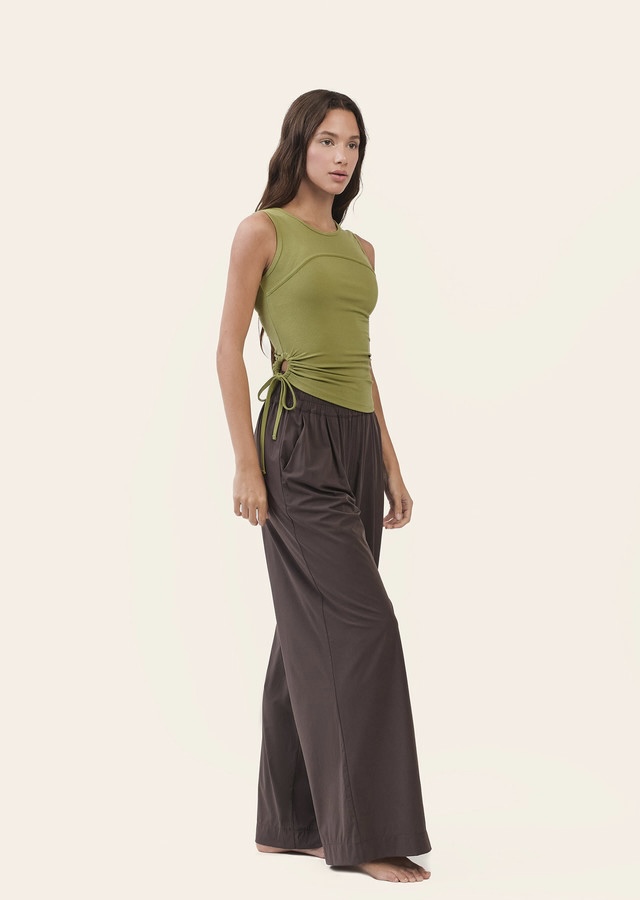 PT434 WOVEN WIDE PANTS CHOCOLATE SOLID サイズ: SS