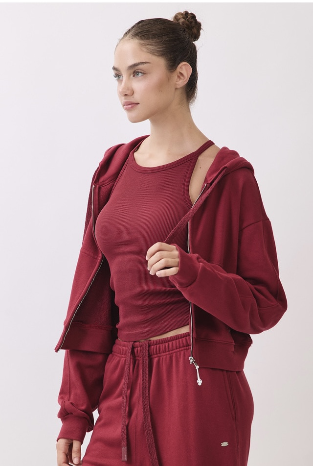 TZ153 ZIP-UP HOODIE BURGUNDY サイズ: F