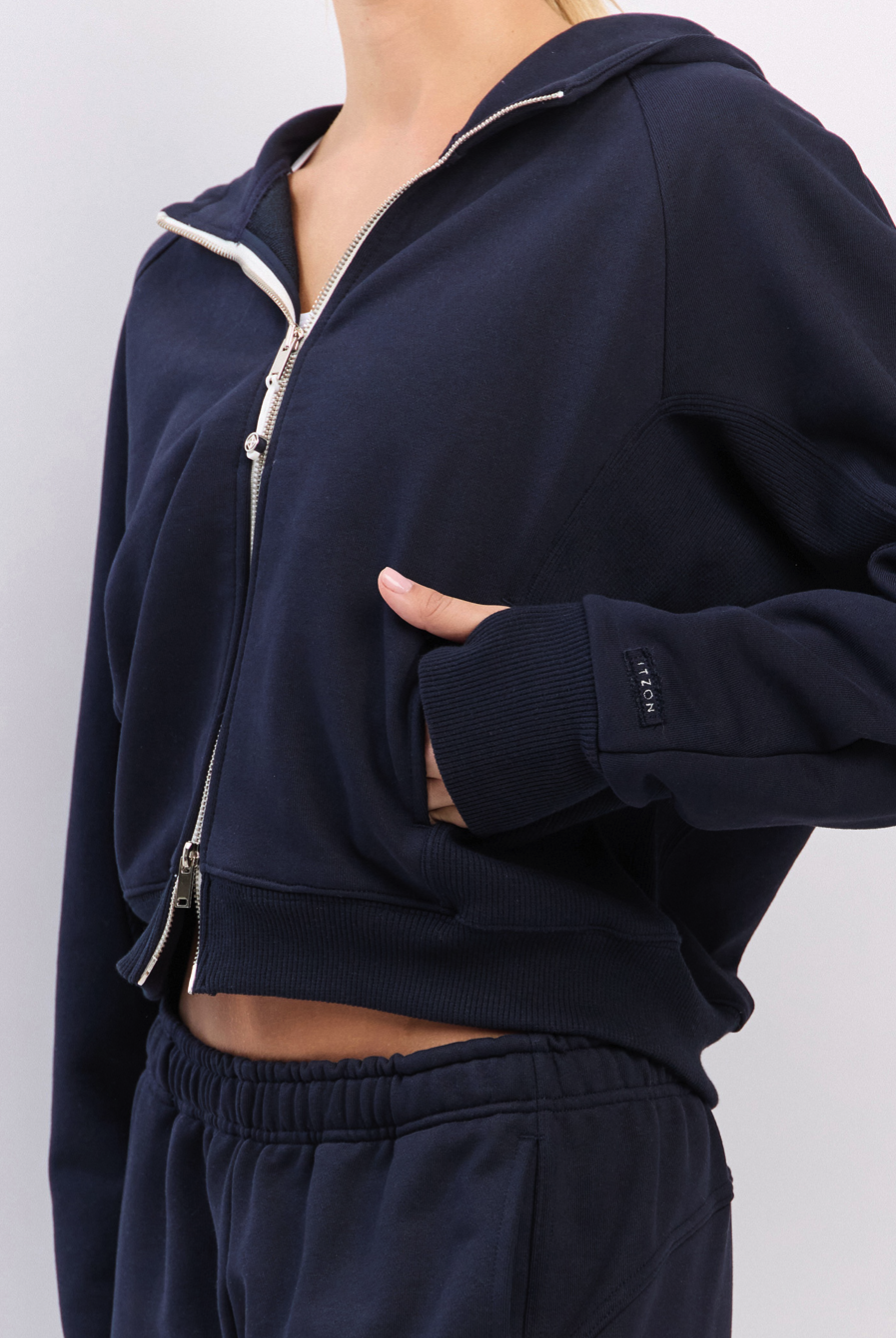 TZ141 RIBBED BLOCK ZIP-UP NAVY サイズ: ONESIZE