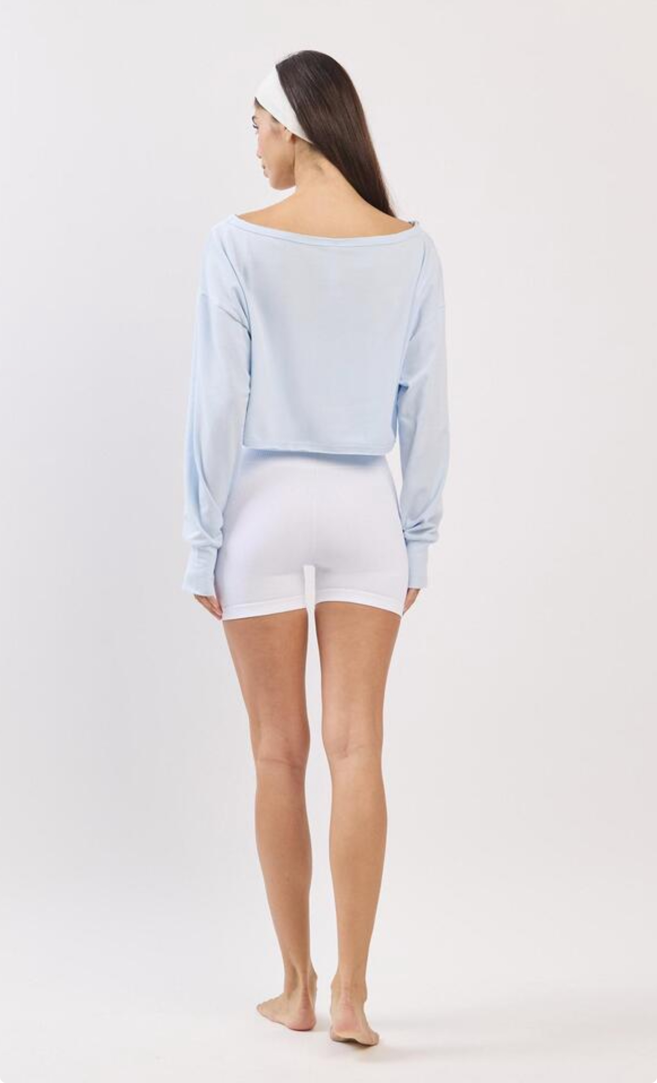 TL128 CROP MESH L/S TOP SKYBLUE サイズ: ONESIZE