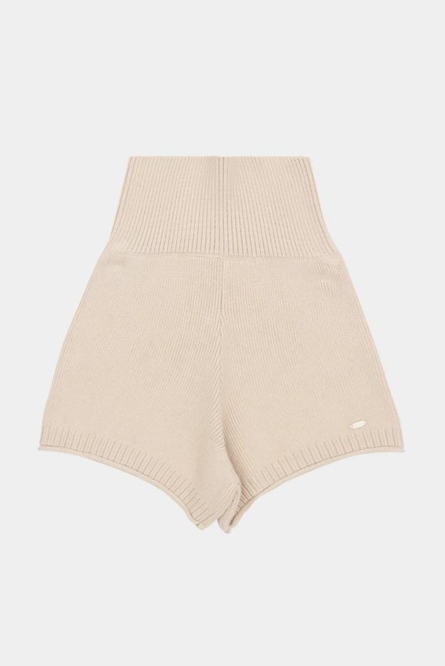KP255 ROLL-UP WAIST KNIT SHORTS BEIGE SOLID サイズ: SS