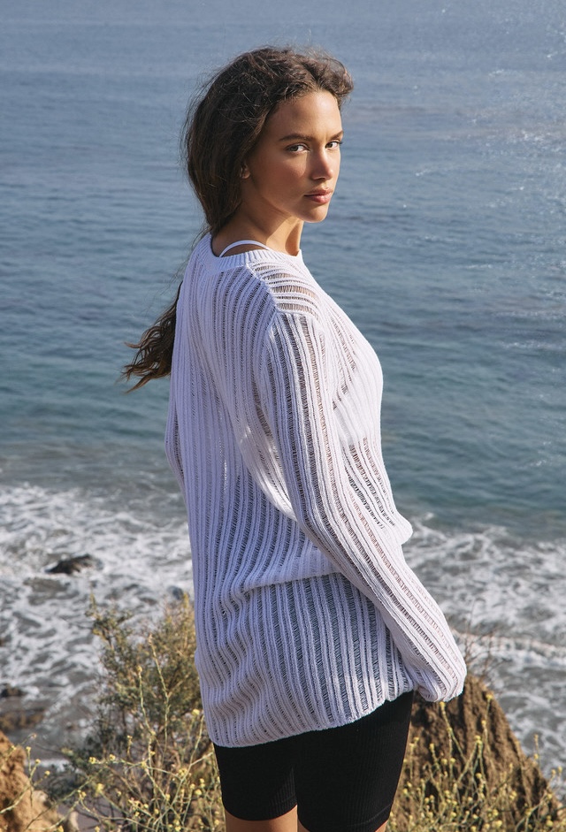 SP205 SHEER COVER-UP KNIT WHITE SOLID サイズ: F