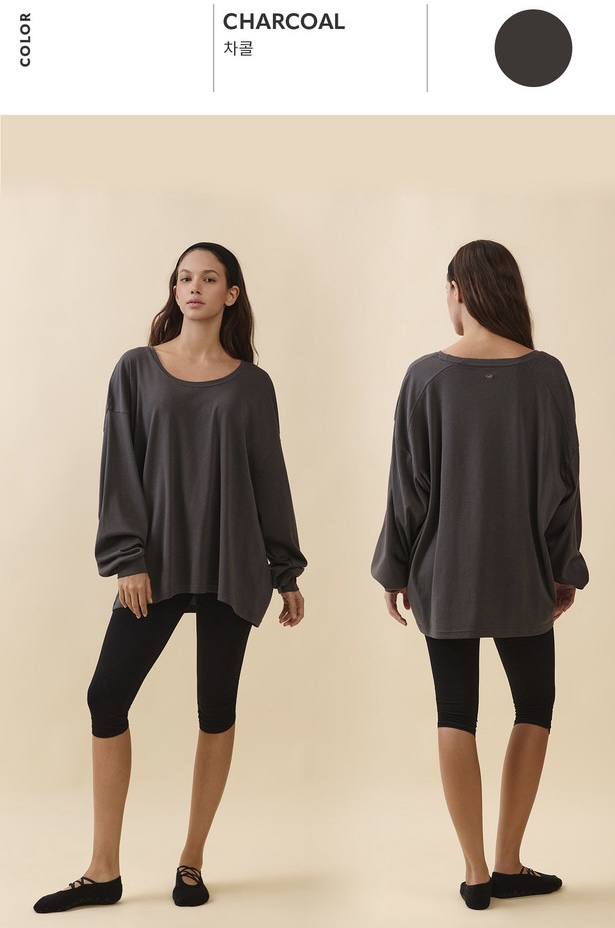 TL141 PURE COTTON LONG TEE CHARCOAL  サイズ: F