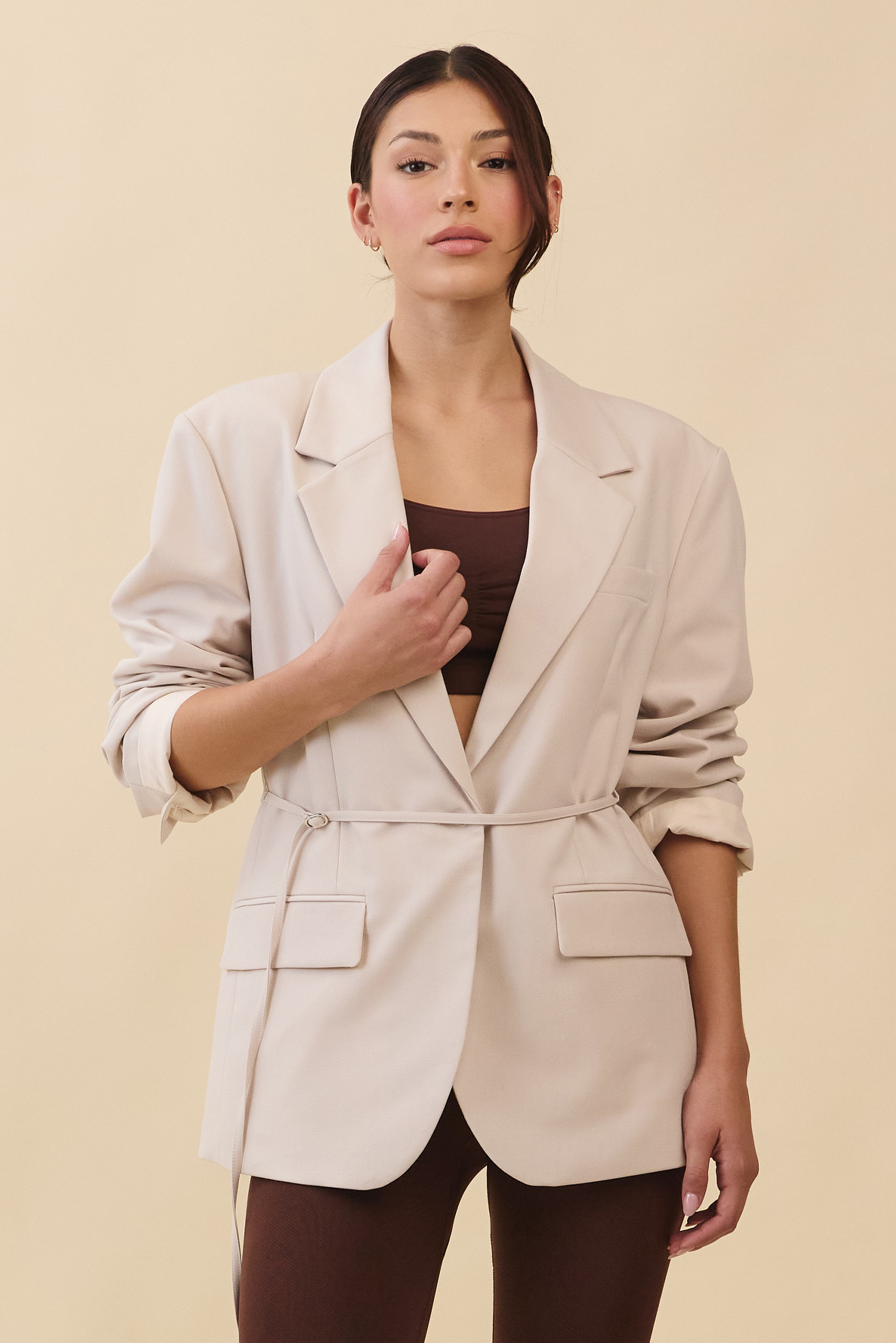 JP321 MINIMAL SINGLE BUTTON BLAZER BEIGE