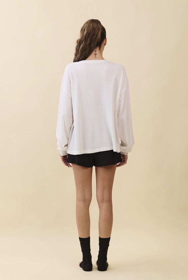 TL138 SOFT WAFFLE LONG TEE WHITE SOLID サイズ: ONESIZE