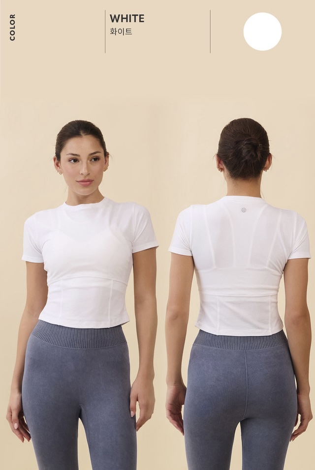 TS121 ESSENTIAL SLIM SHORT TEE WHITE SOLID サイズ: S/M