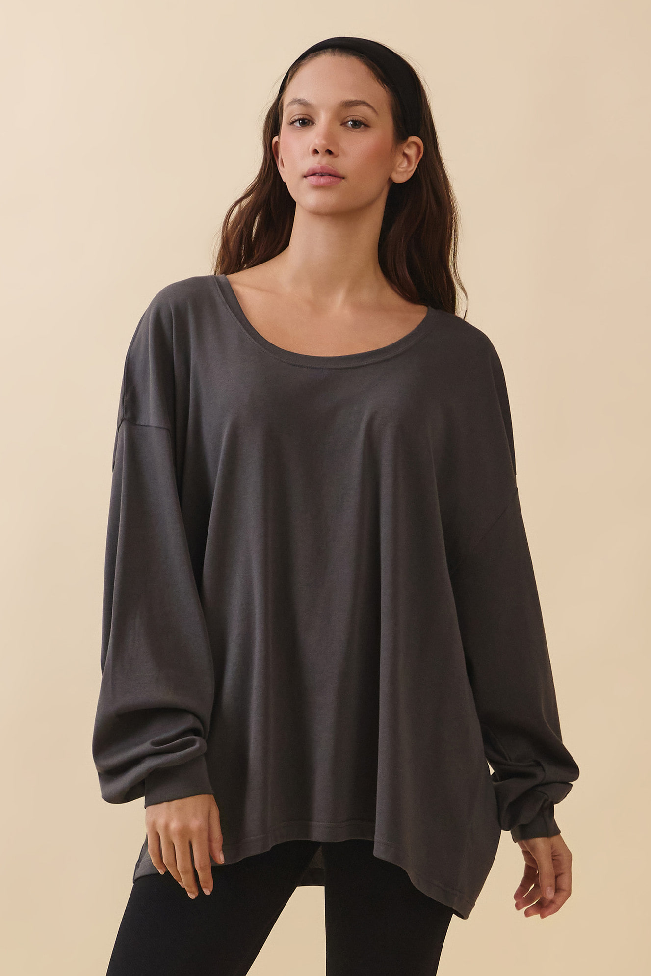 TL141 PURE COTTON LONG TEE CHARCOAL  サイズ: F