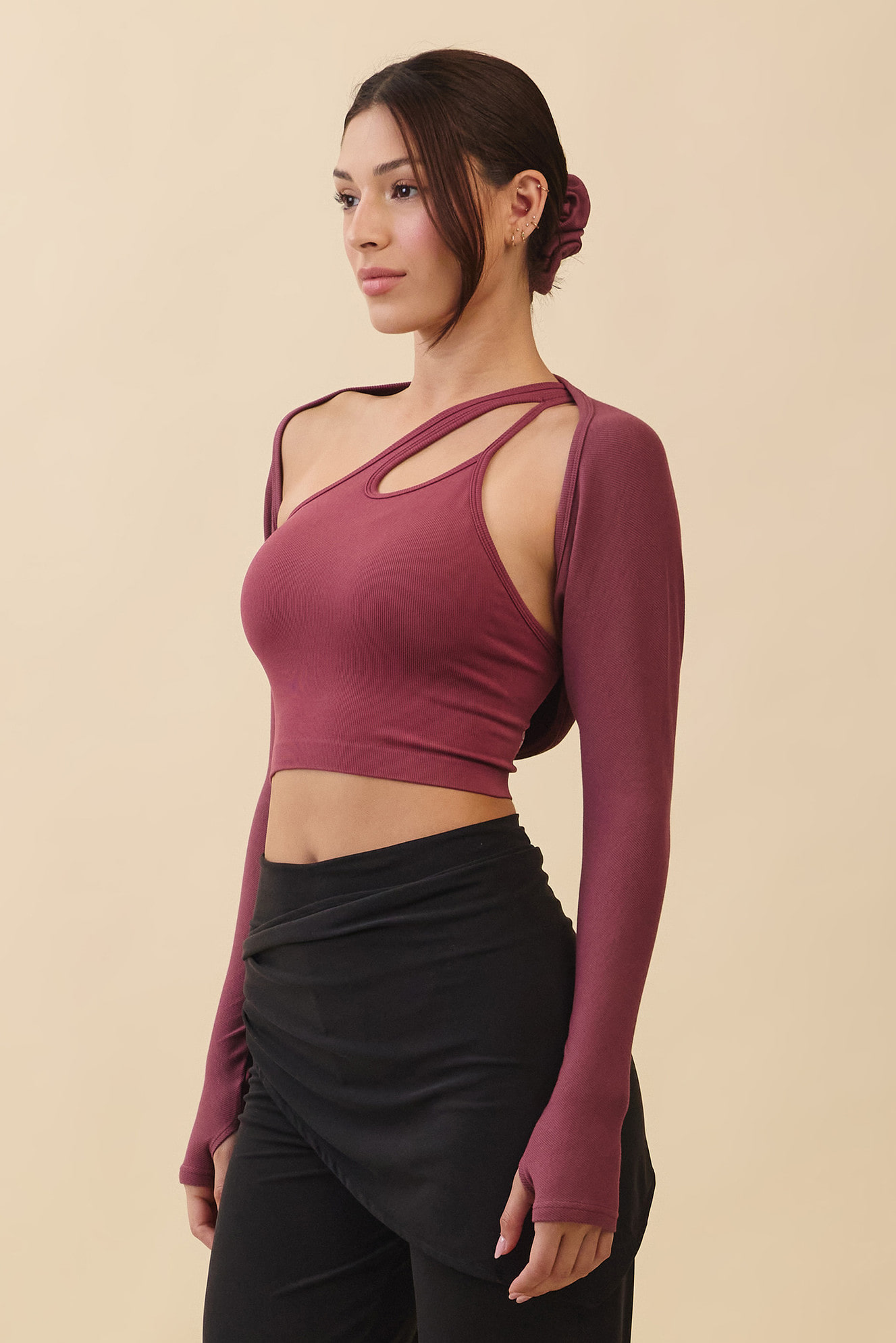 TC183 MELLOW BOLERO + SCRUNCH BURGUNDY SOLID サイズ: F