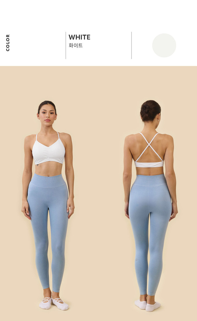 TB014 SHIRRED CROSS-BACK BRA TOP WHITE SOLID サイズ: S/M