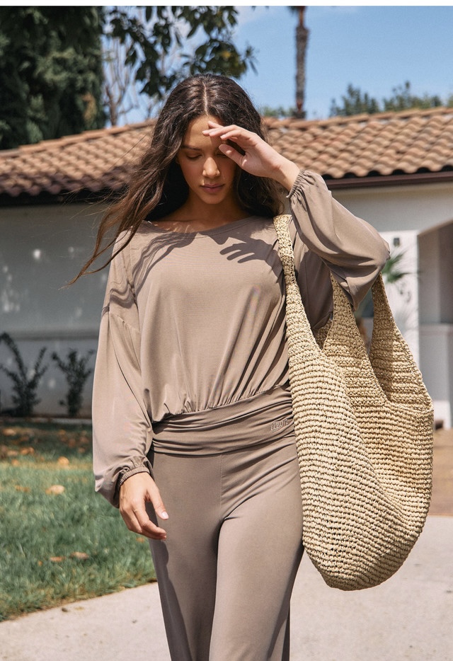 TL137 CUPRA BANDING CROP TEE MILK CHOCOLATE SOLID サイズ: F