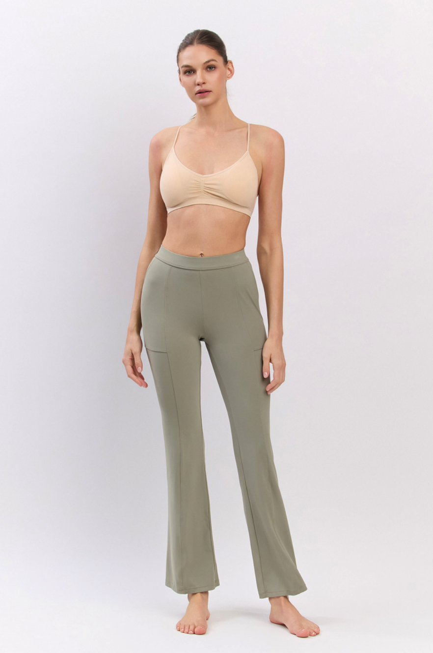 PL408 SLIT BOOT-CUT PANTS GRAY サイズ: S/M