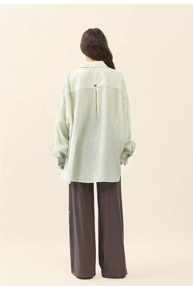 ST194 WRINKLED SLIT SHIRT LIME SOLID サイズ: F