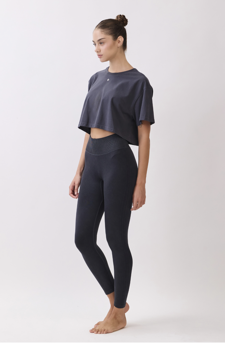 TS113 BRUSHED CROP T-SHIRT CHARCOAL サイズ: F