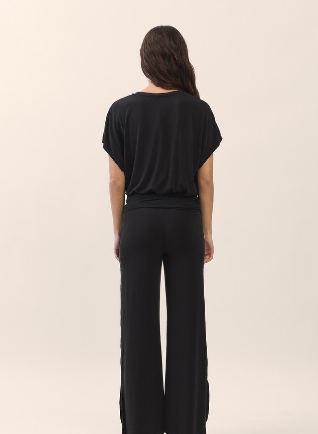 TS124 SHAPE BANDING CROP TEE BLACK SOLID サイズ: SS