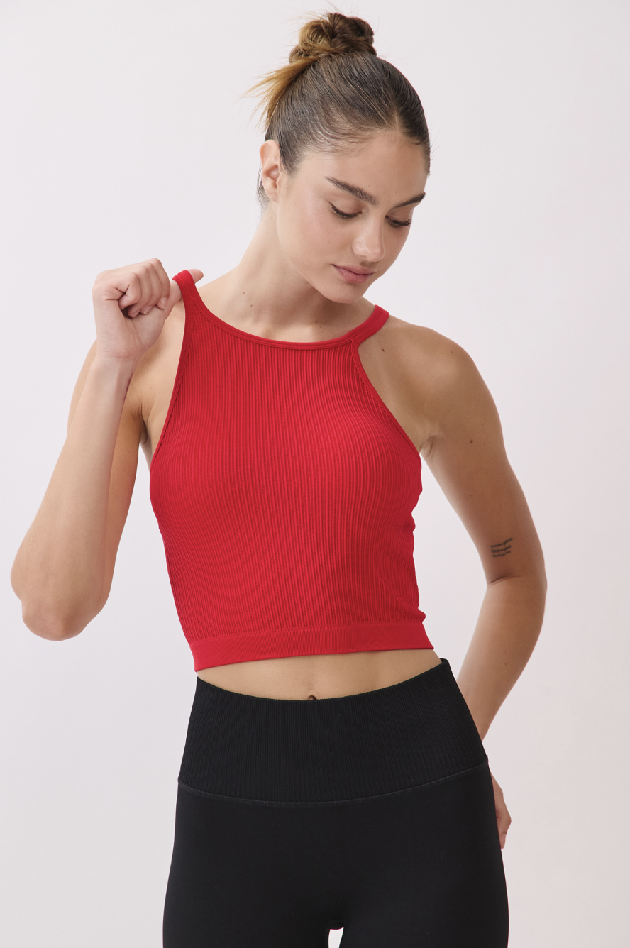 TB039 SPIRAL TANK RED サイズ: S/M