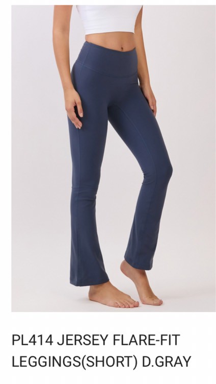 PL414 JERSEY FLARE-FIT LEGGINGS(SHORT) D.GRAY サイズ: S/M