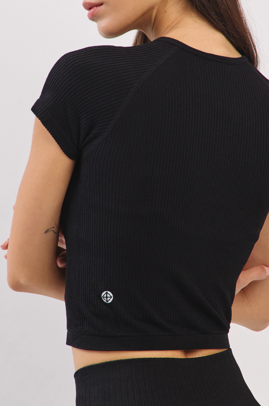 TS006 WAFFLE TOP BLACK サイズ: S/M