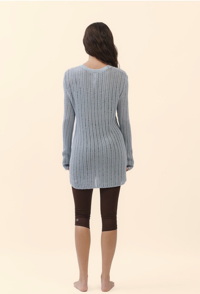 SP205 SHEER COVER-UP KNIT SKY BLUE SOLID サイズ: F