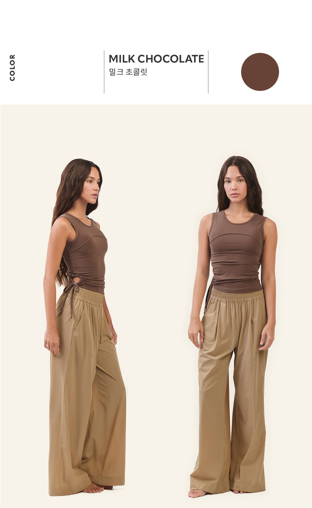 PT434 WOVEN WIDE PANTS D.BEIGE SOLID サイズ: SS