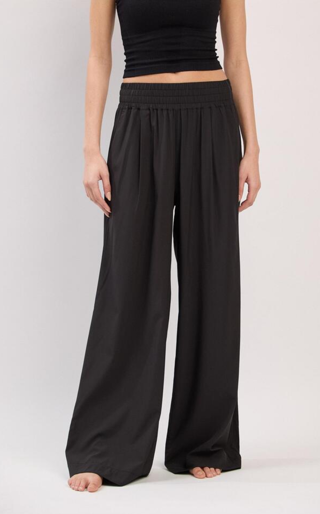 PL100 WOVEN WIDE PANTS BLACK