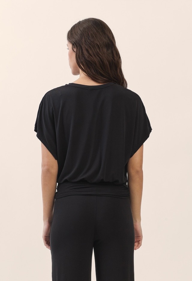 TS124 SHAPE BANDING CROP TEE BLACK SOLID サイズ: SS